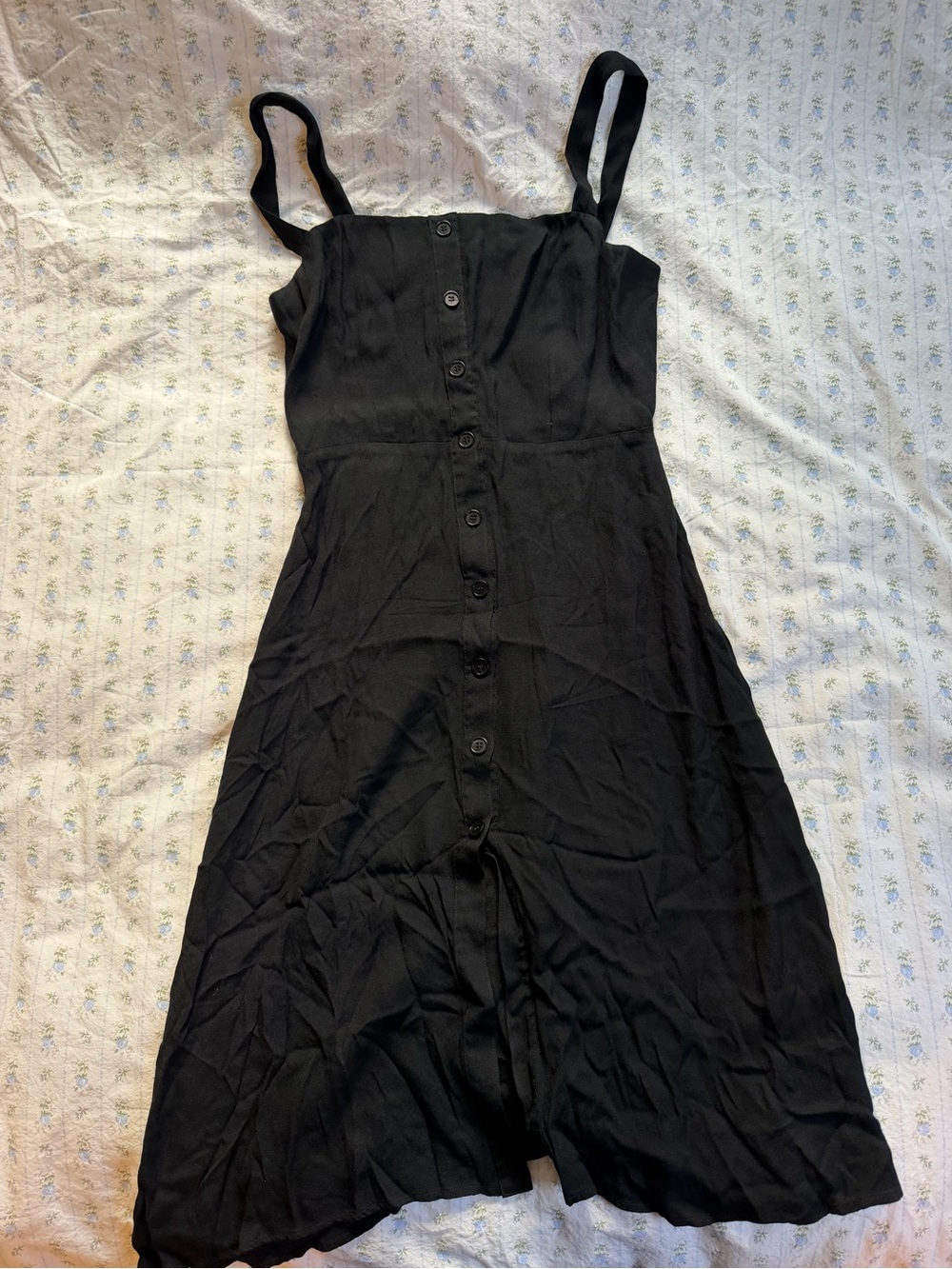 Reformation Black Button-Front Sleeveless Dress